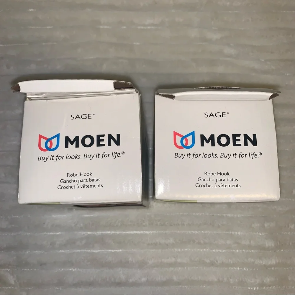 Lot of 2 MOEN Inspirations SAGE COLLECTION Brushed Nickel Robe Hooks DN6803BN